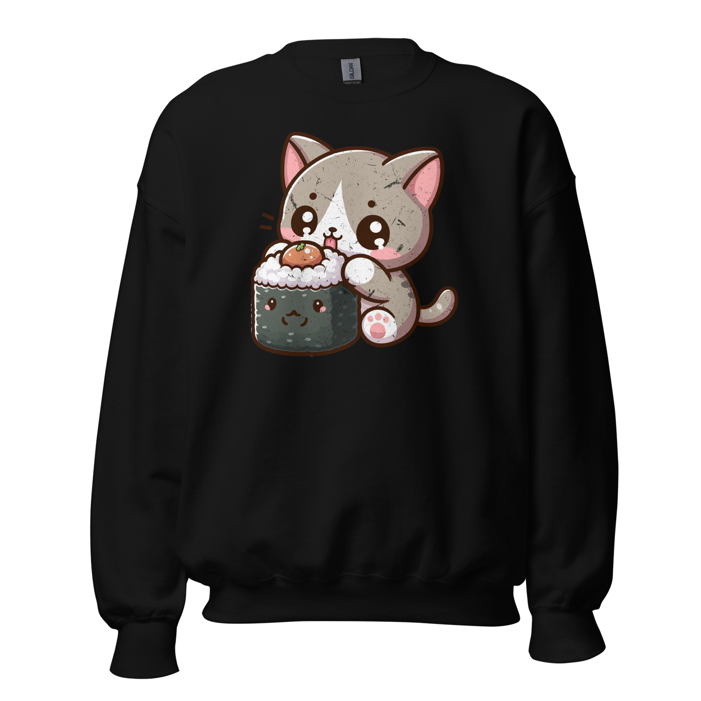 Grey Kitten - Eating Sushi - Preshrunk Sweatshirt