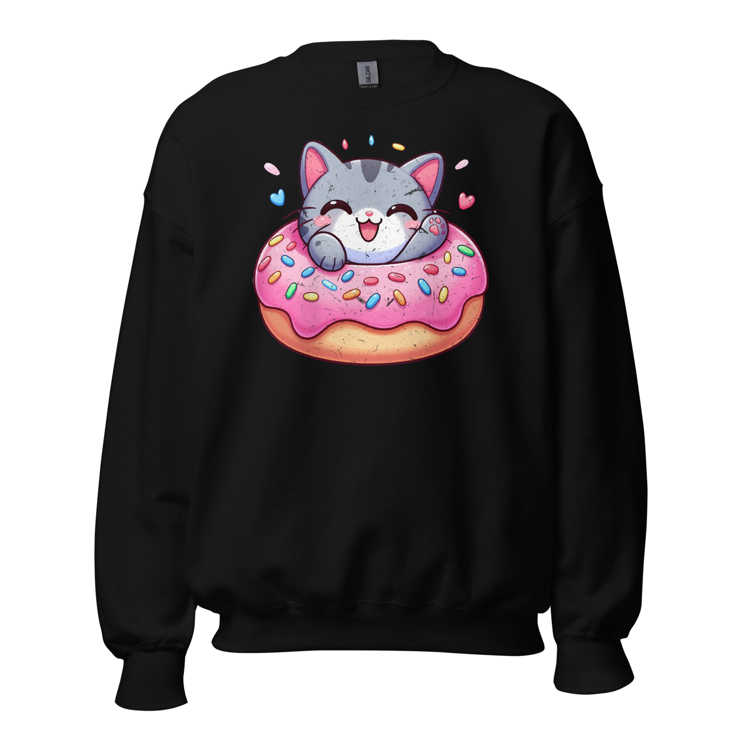 Grey Kitten - Laughing in a Donut - Preshrunk Sweatshirt
