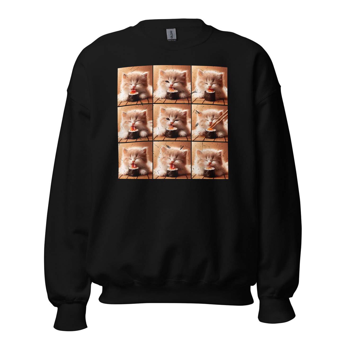 Kittens Eating Sushi Collage - Preshrunk Sweatshirt