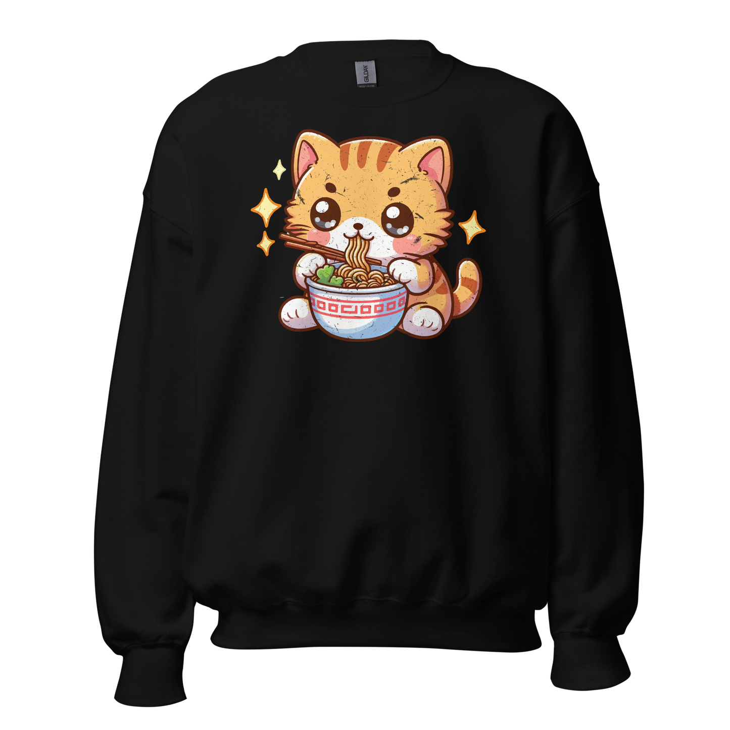 Orange Kitten - Eating Ramen - Preshrunk Sweatshirt