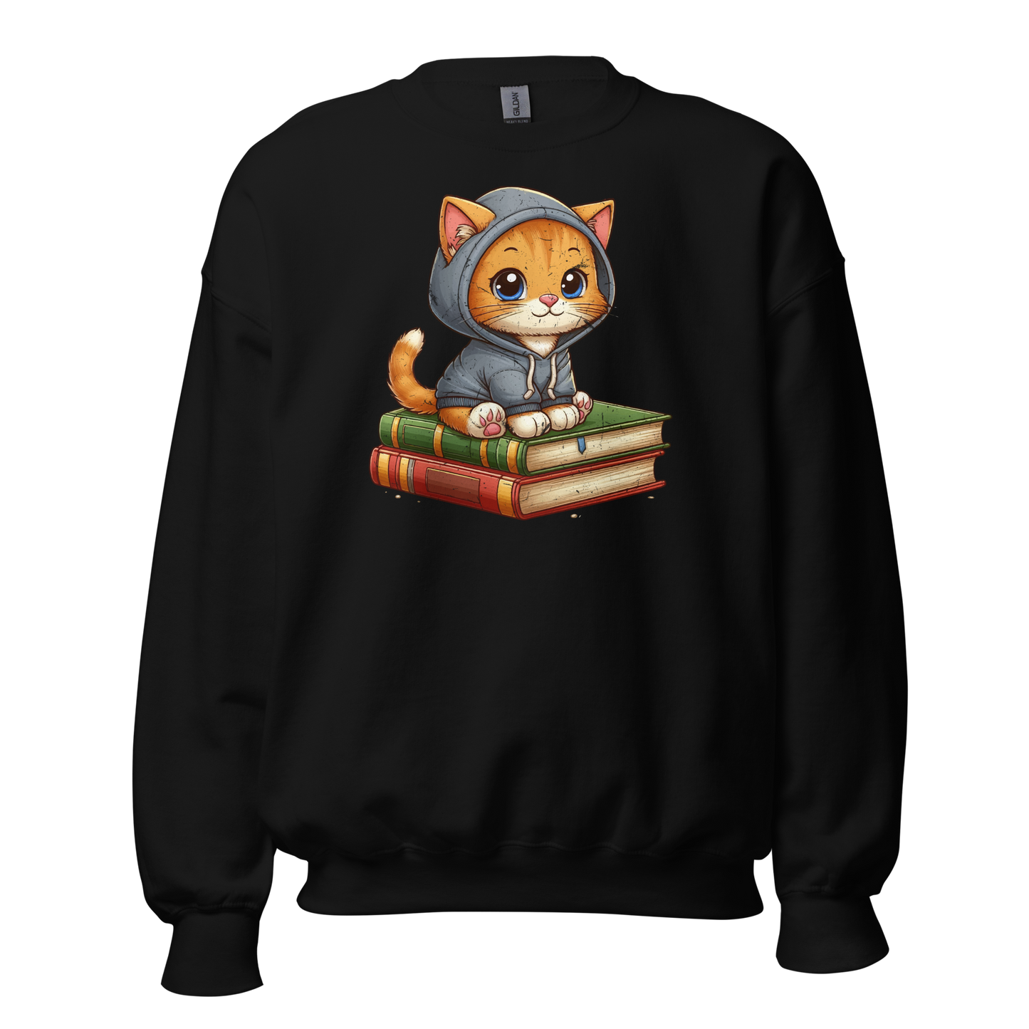 Orange Kitten - Sitting on Books - Preshrunk Sweatshirt