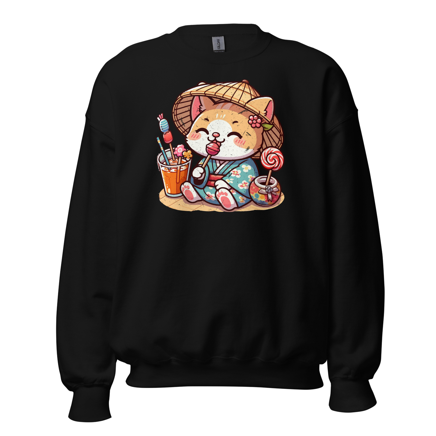 Orange Kitten in a Kimono - Preshrunk Sweatshirt