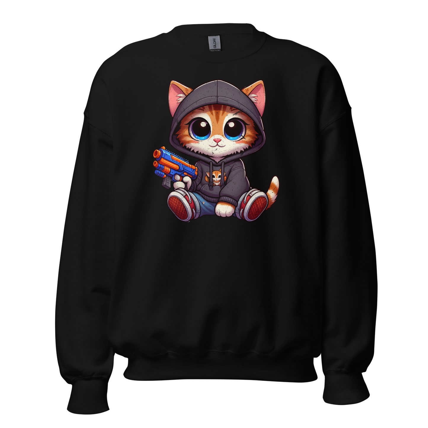 Orange Kitten with Foam Dart Blaster - Preshrunk Sweatshirt