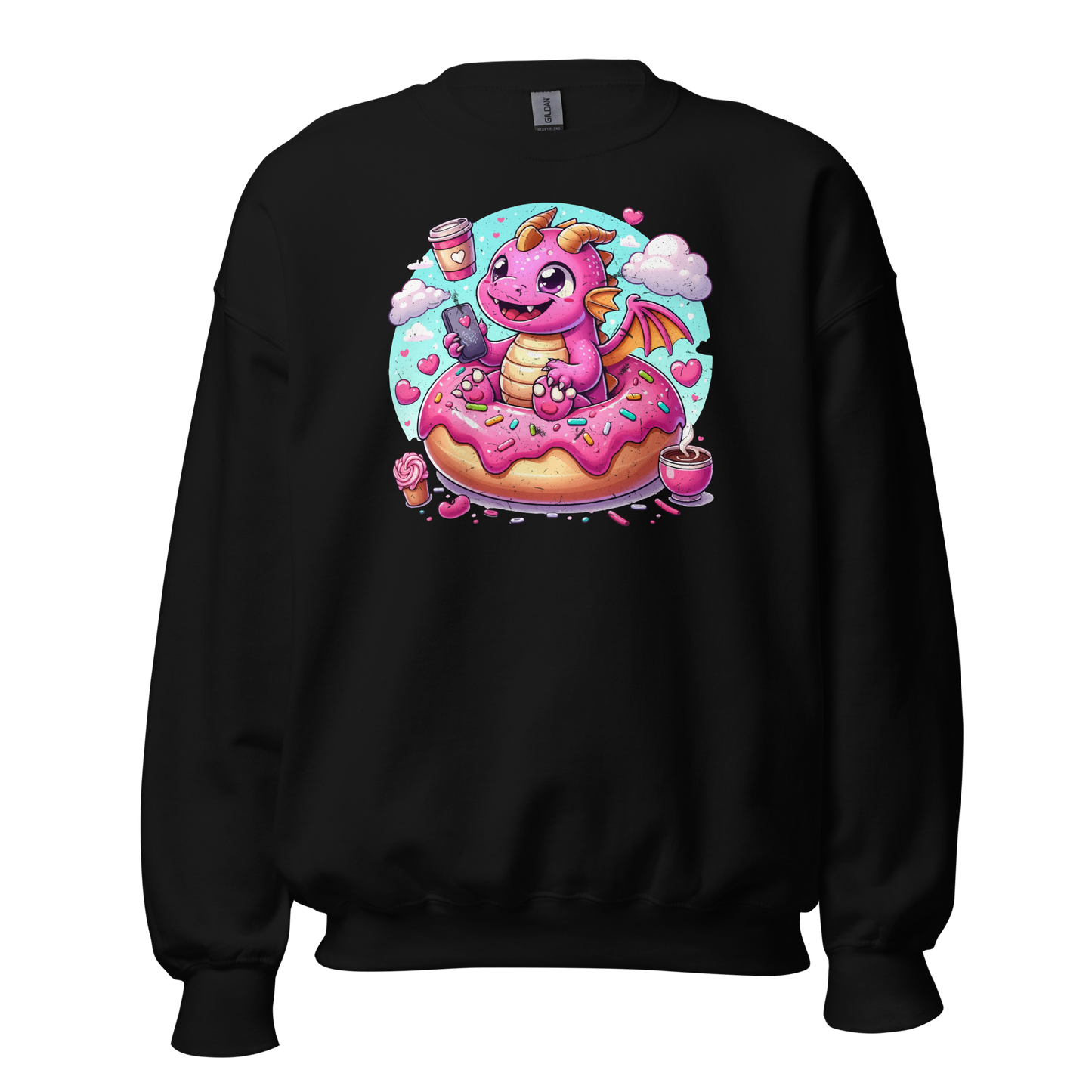 Pink Dragon - Loving Coffee and Donuts - Preshrunk Sweatshirt