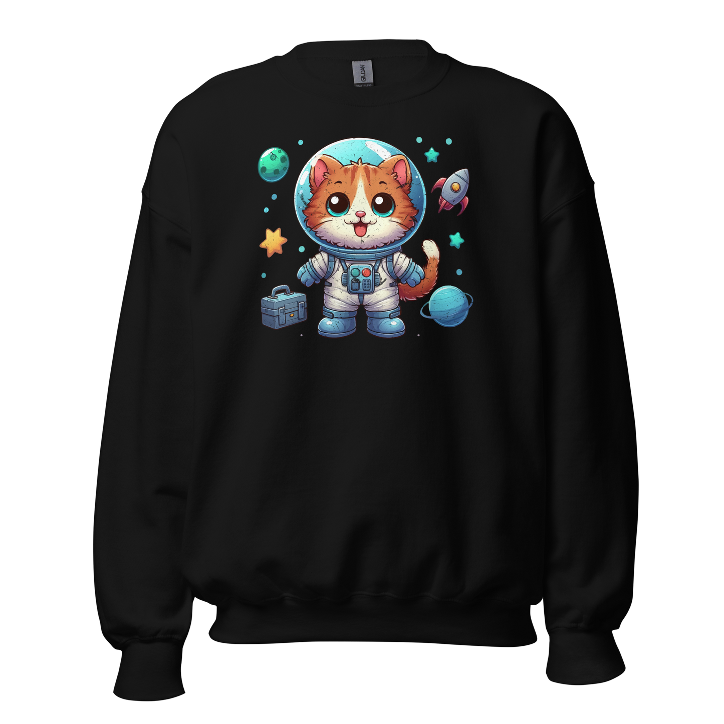 Space Kitten with Planets - Preshrunk Sweatshirt