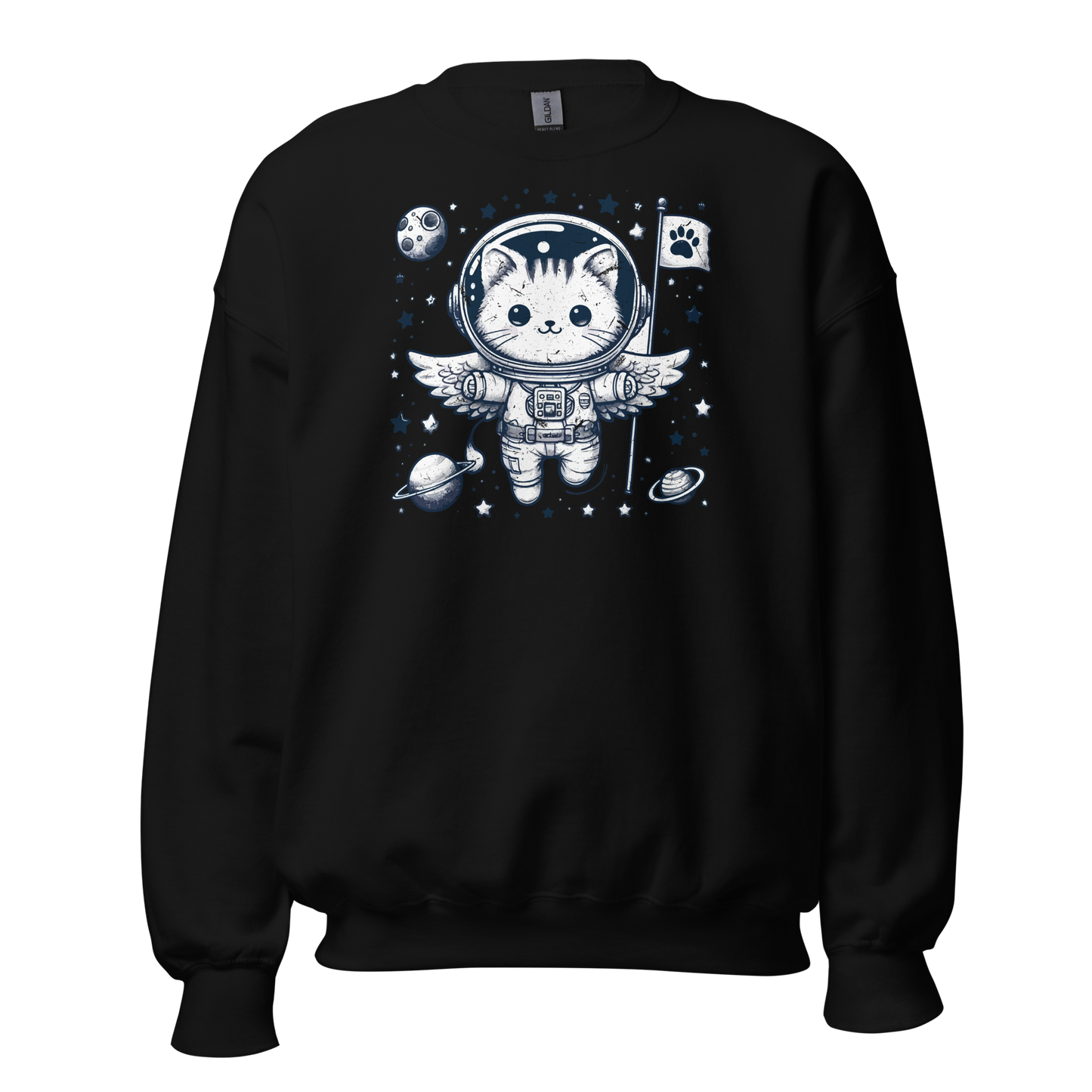 Space Kitten with Stars - Preshrunk Sweatshirt