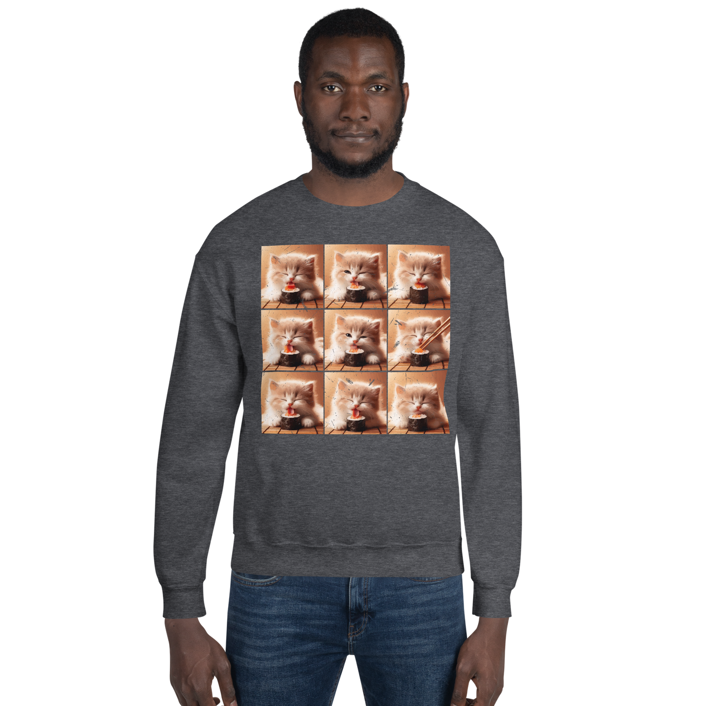 Kittens Eating Sushi Collage - Preshrunk Sweatshirt