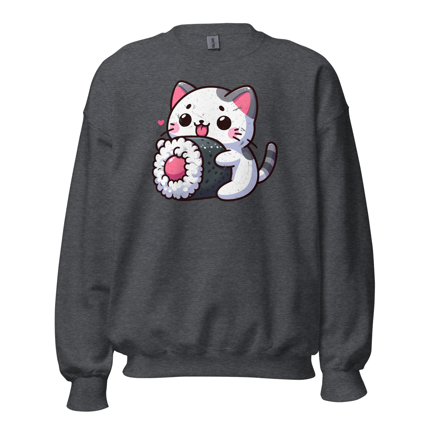 Black and Grey Kitten - Eating Sushi - Preshrunk Sweatshirt