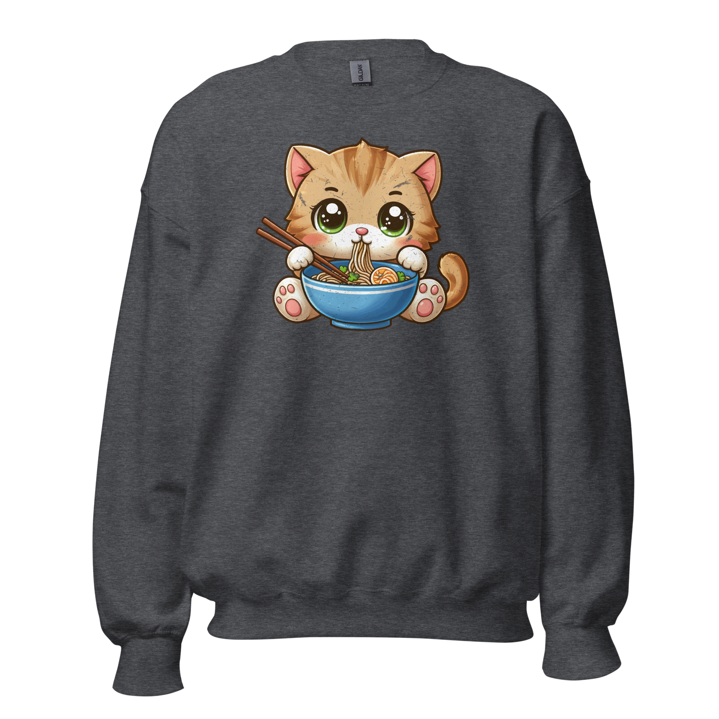 Brown Kitten - Eating Ramen - Preshrunk Sweatshirt
