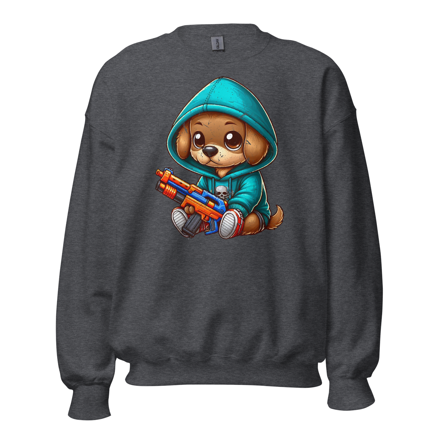Brown Puppy with Foam Dart Blaster - Preshrunk Sweatshirt