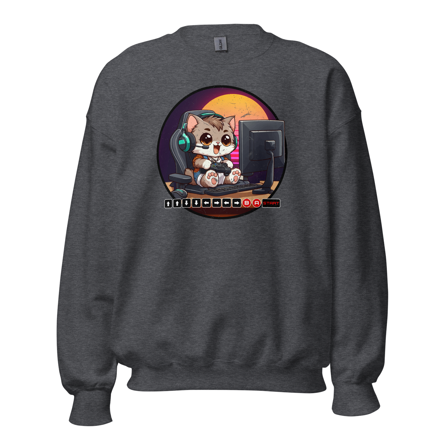 Gamer Kitten - Green Headset - Preshrunk Sweatshirt