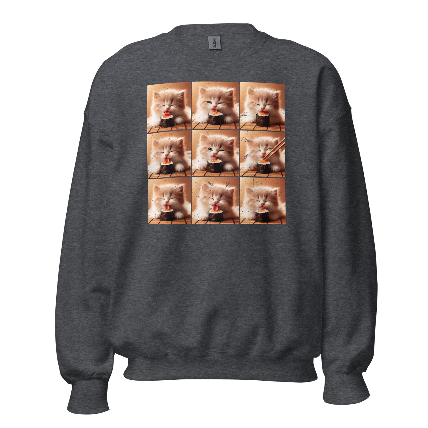 Kittens Eating Sushi Collage - Preshrunk Sweatshirt