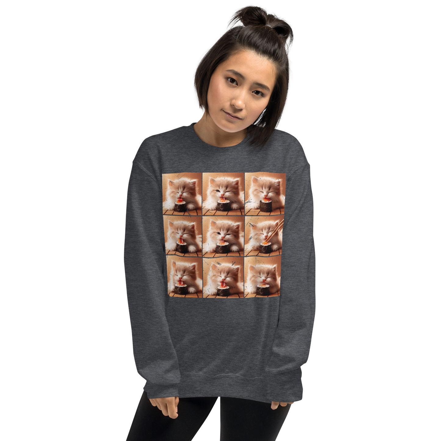 Kittens Eating Sushi Collage - Preshrunk Sweatshirt