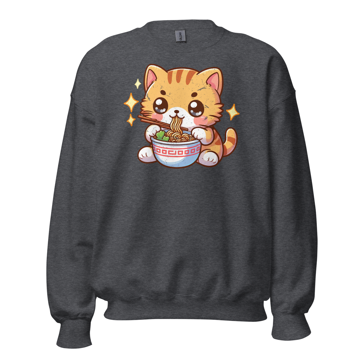 Orange Kitten - Eating Ramen - Preshrunk Sweatshirt