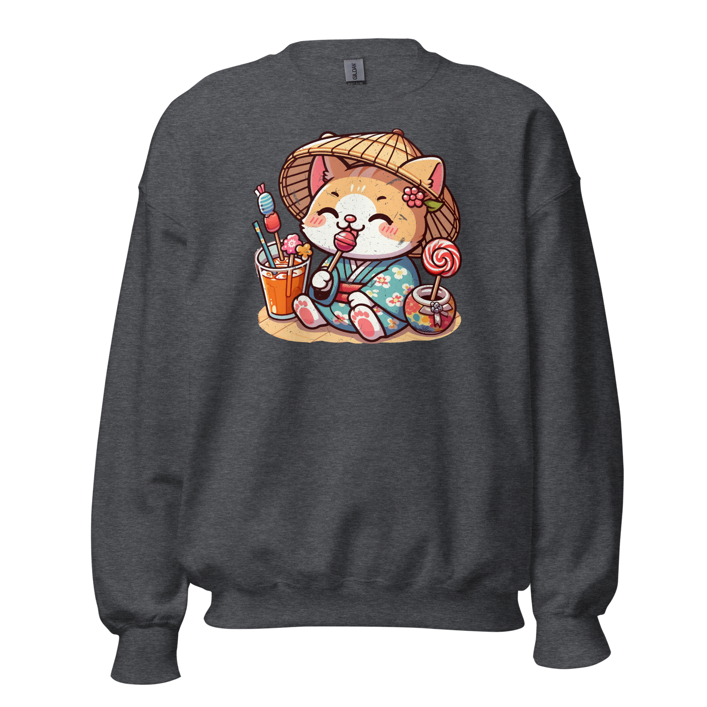 Orange Kitten in a Kimono - Preshrunk Sweatshirt