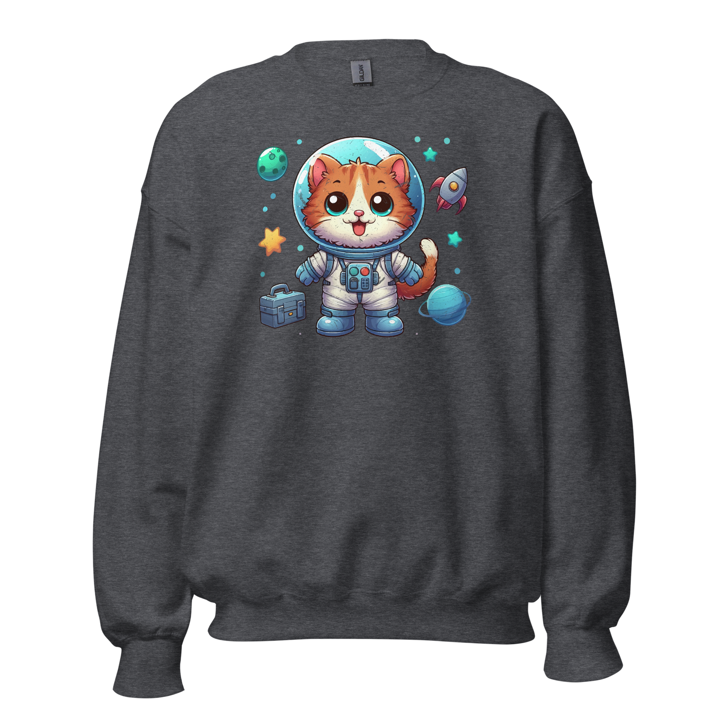 Space Kitten with Planets - Preshrunk Sweatshirt