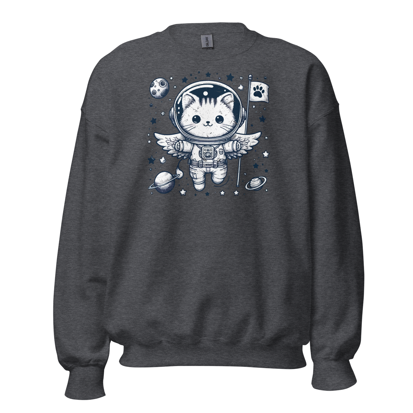 Space Kitten with Stars - Preshrunk Sweatshirt