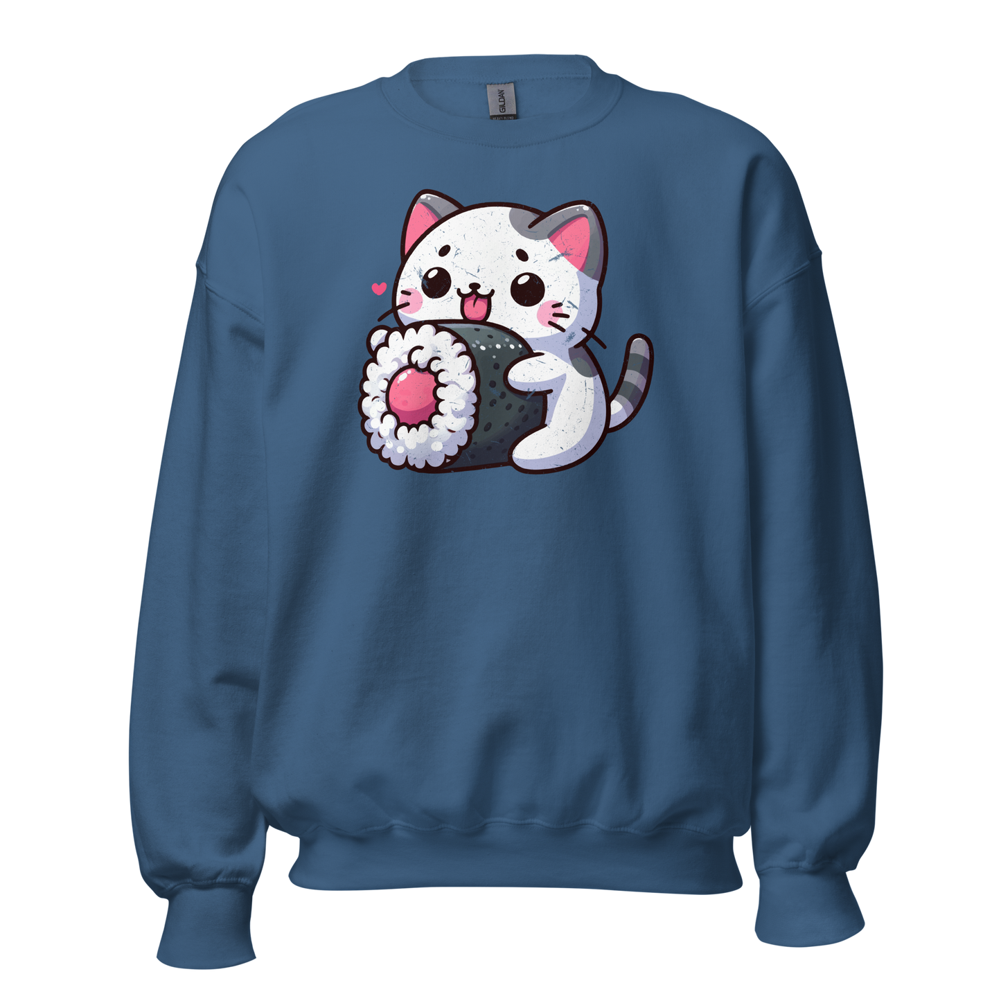Black and Grey Kitten - Eating Sushi - Preshrunk Sweatshirt