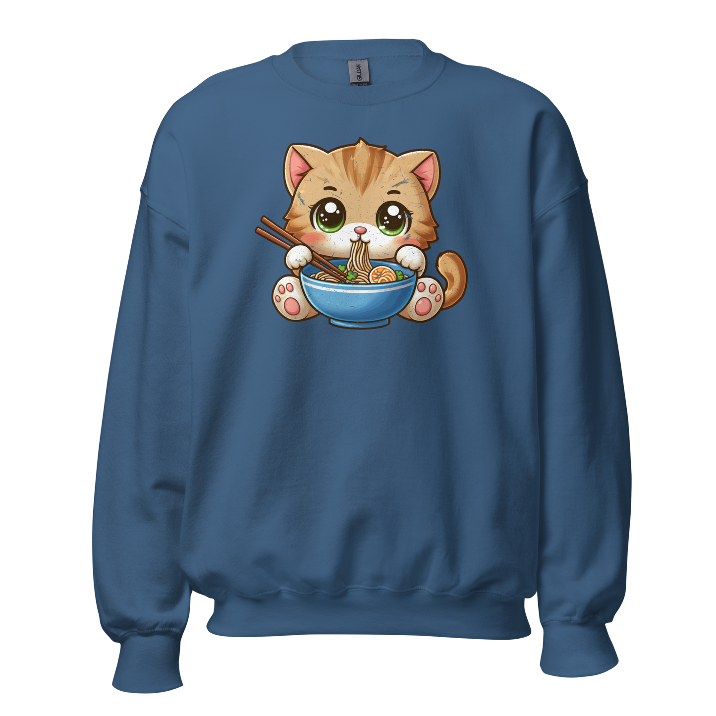 Brown Kitten - Eating Ramen - Preshrunk Sweatshirt