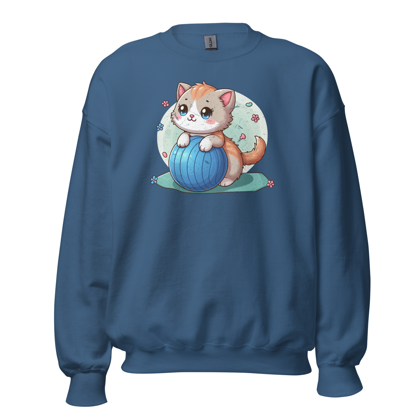 Brown Kitten on Blue Ball - Preshrunk Sweatshirt