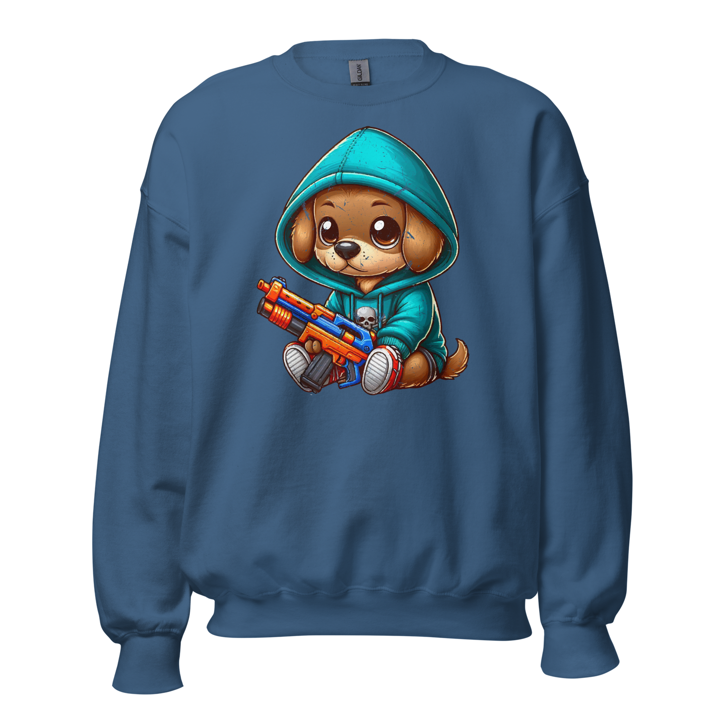 Brown Puppy with Foam Dart Blaster - Preshrunk Sweatshirt