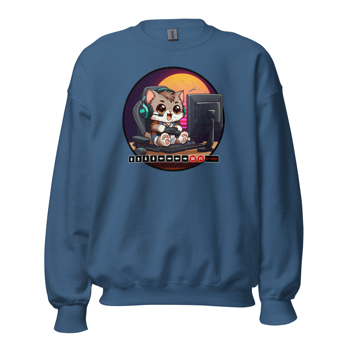Gamer Kitten - Green Headset - Preshrunk Sweatshirt