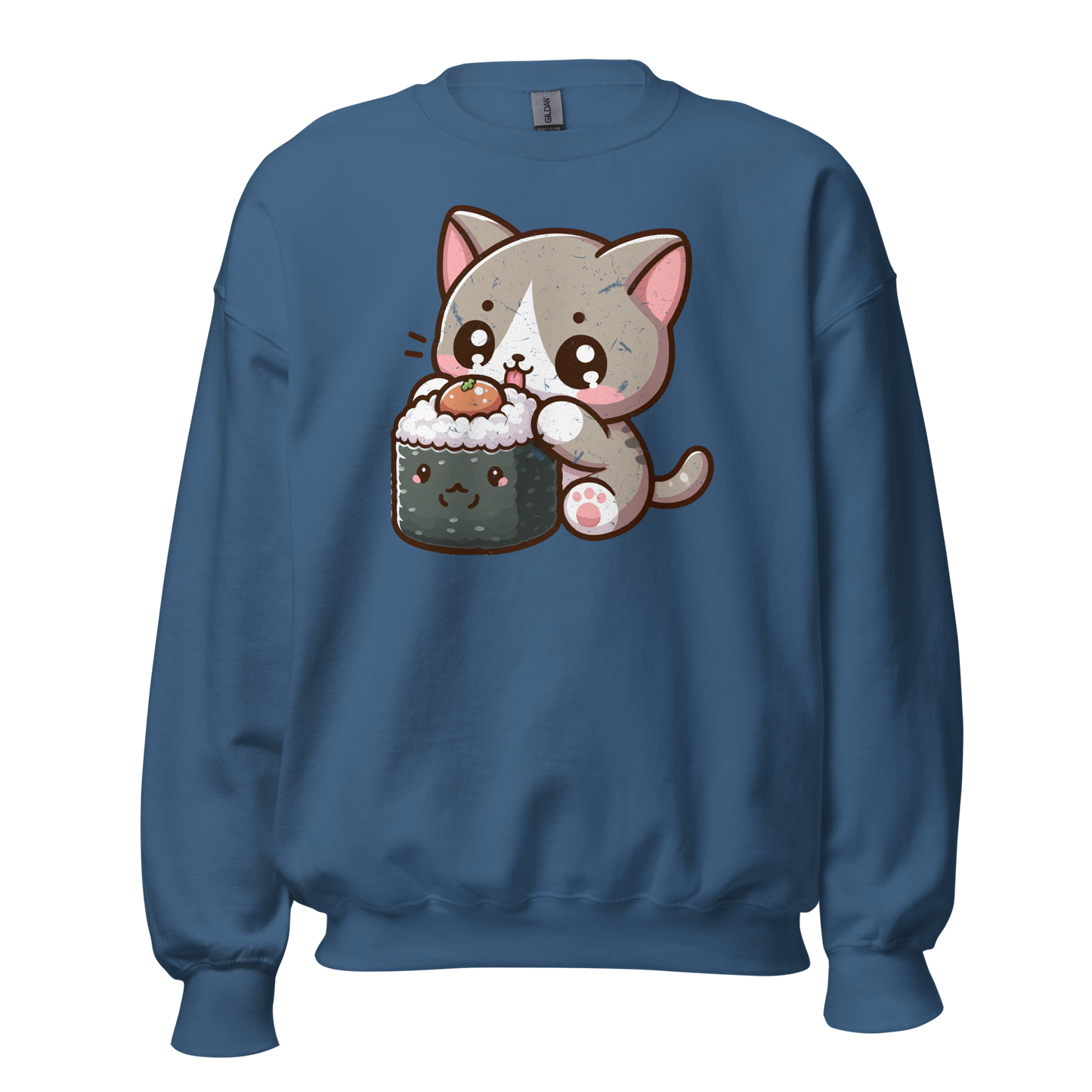 Grey Kitten - Eating Sushi - Preshrunk Sweatshirt