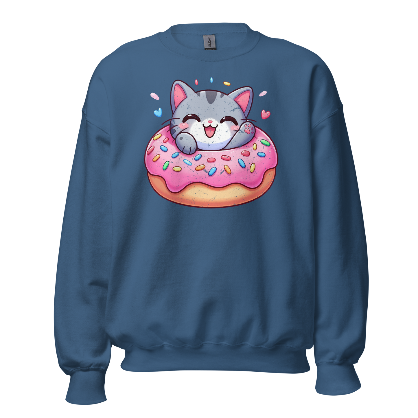 Grey Kitten - Laughing in a Donut - Preshrunk Sweatshirt