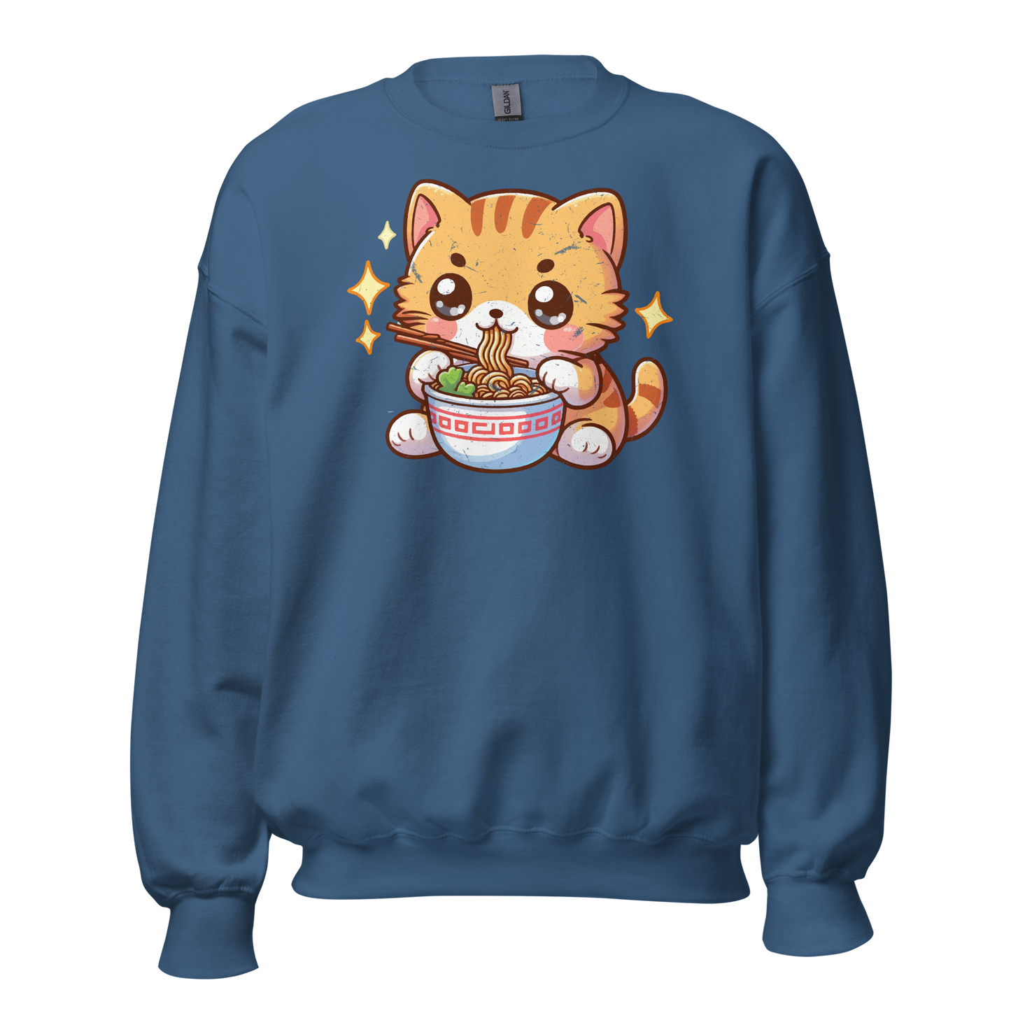 Orange Kitten - Eating Ramen - Preshrunk Sweatshirt