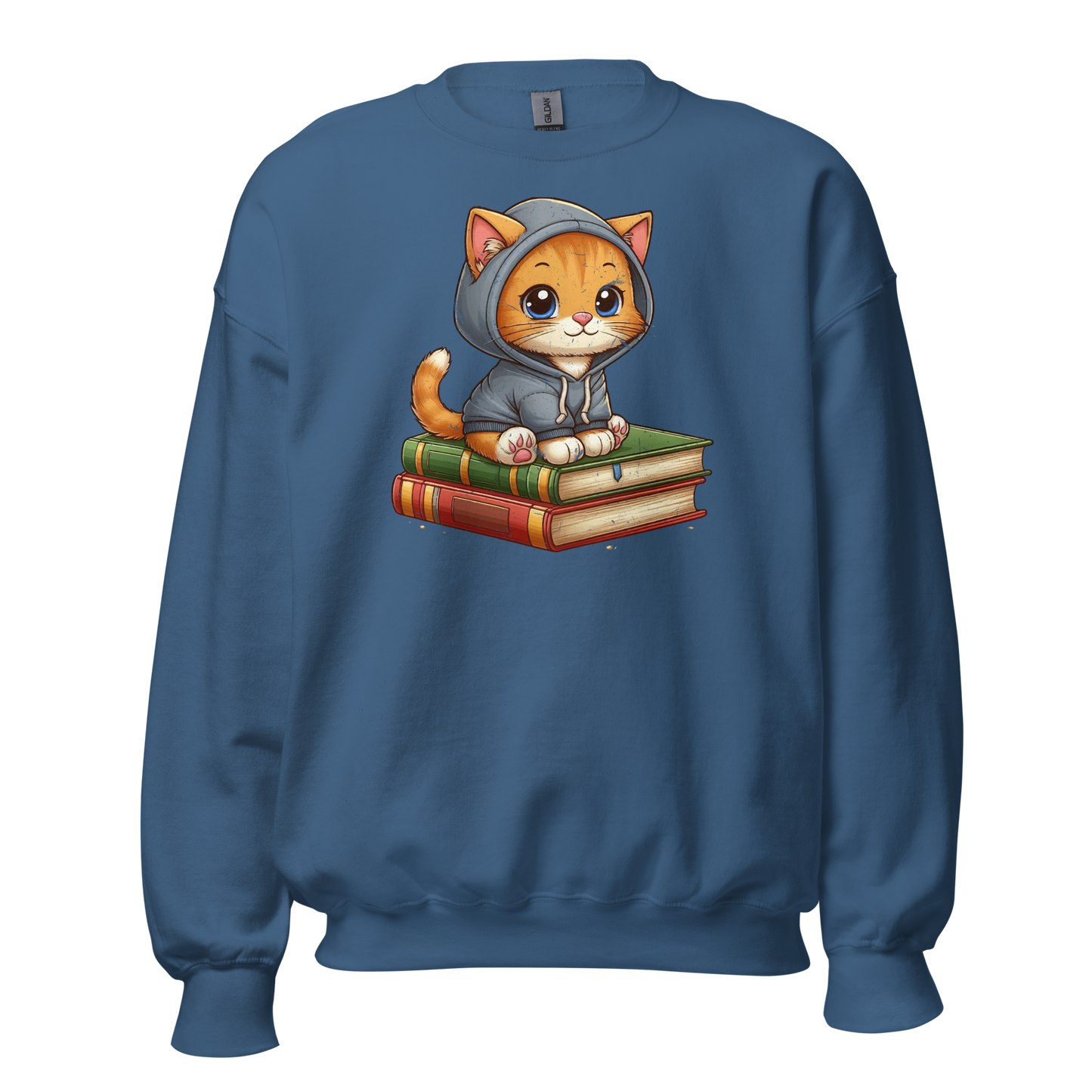 Orange Kitten - Sitting on Books - Preshrunk Sweatshirt