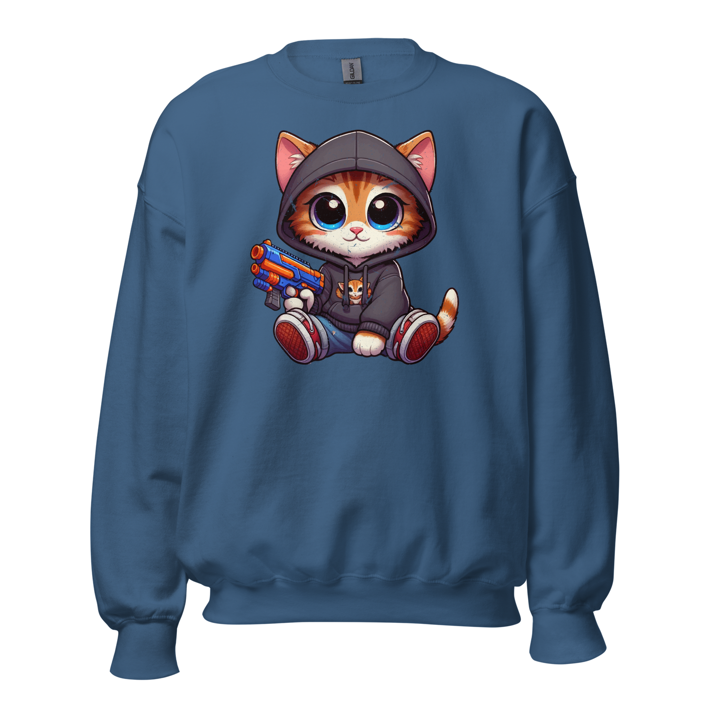 Orange Kitten with Foam Dart Blaster - Preshrunk Sweatshirt