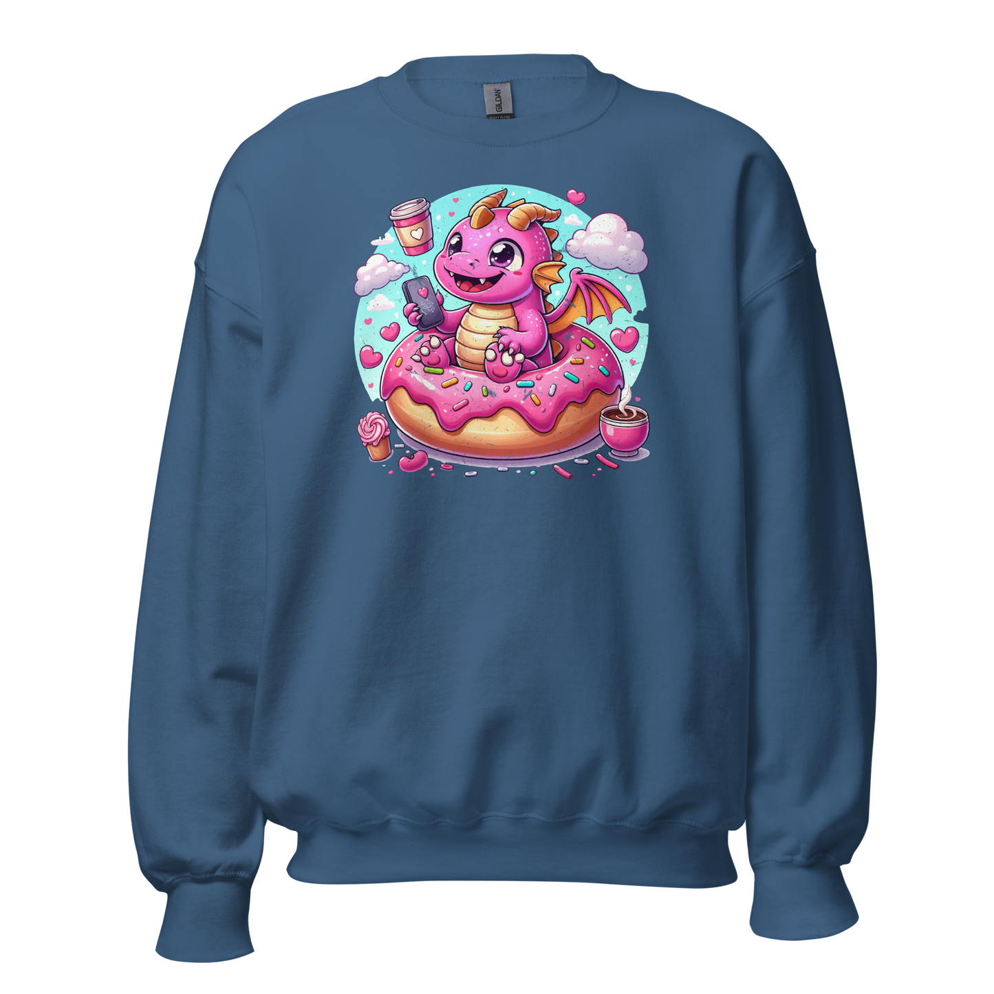 Pink Dragon - Loving Coffee and Donuts - Preshrunk Sweatshirt