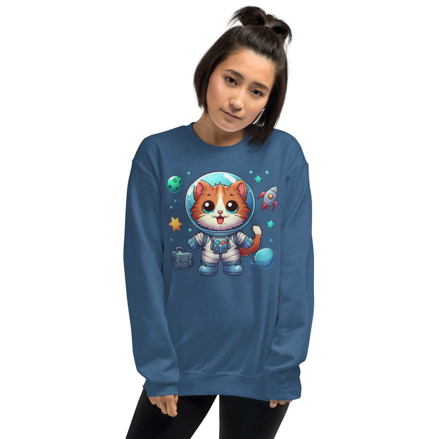Space Kitten with Planets - Preshrunk Sweatshirt
