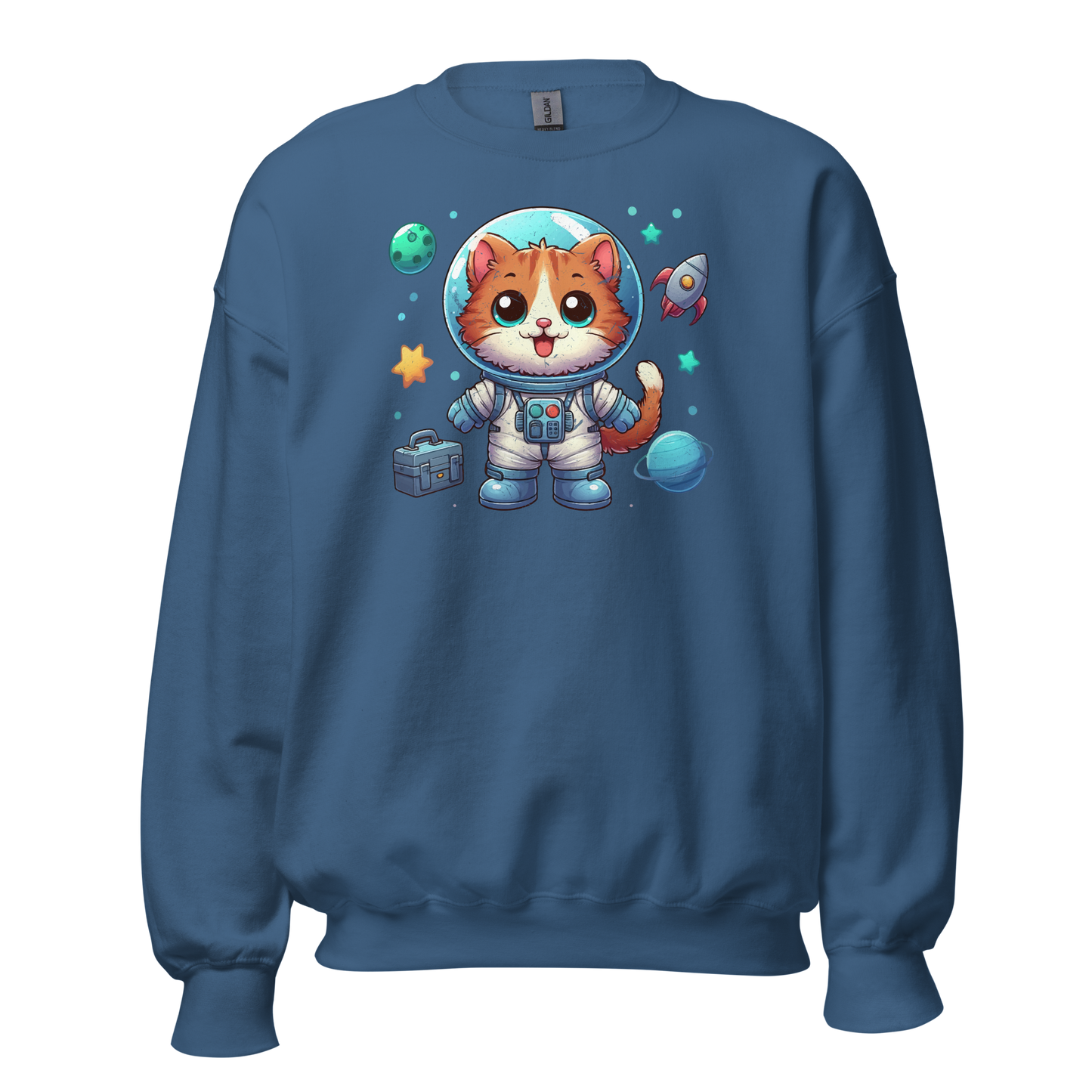 Space Kitten with Planets - Preshrunk Sweatshirt