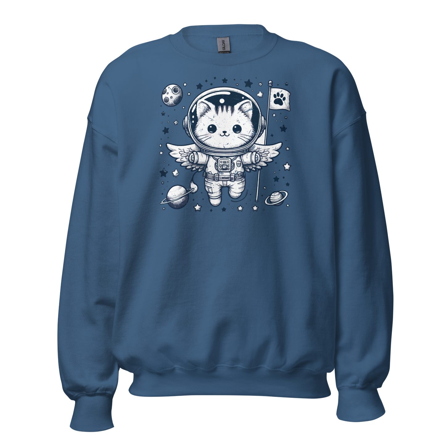 Space Kitten with Stars - Preshrunk Sweatshirt