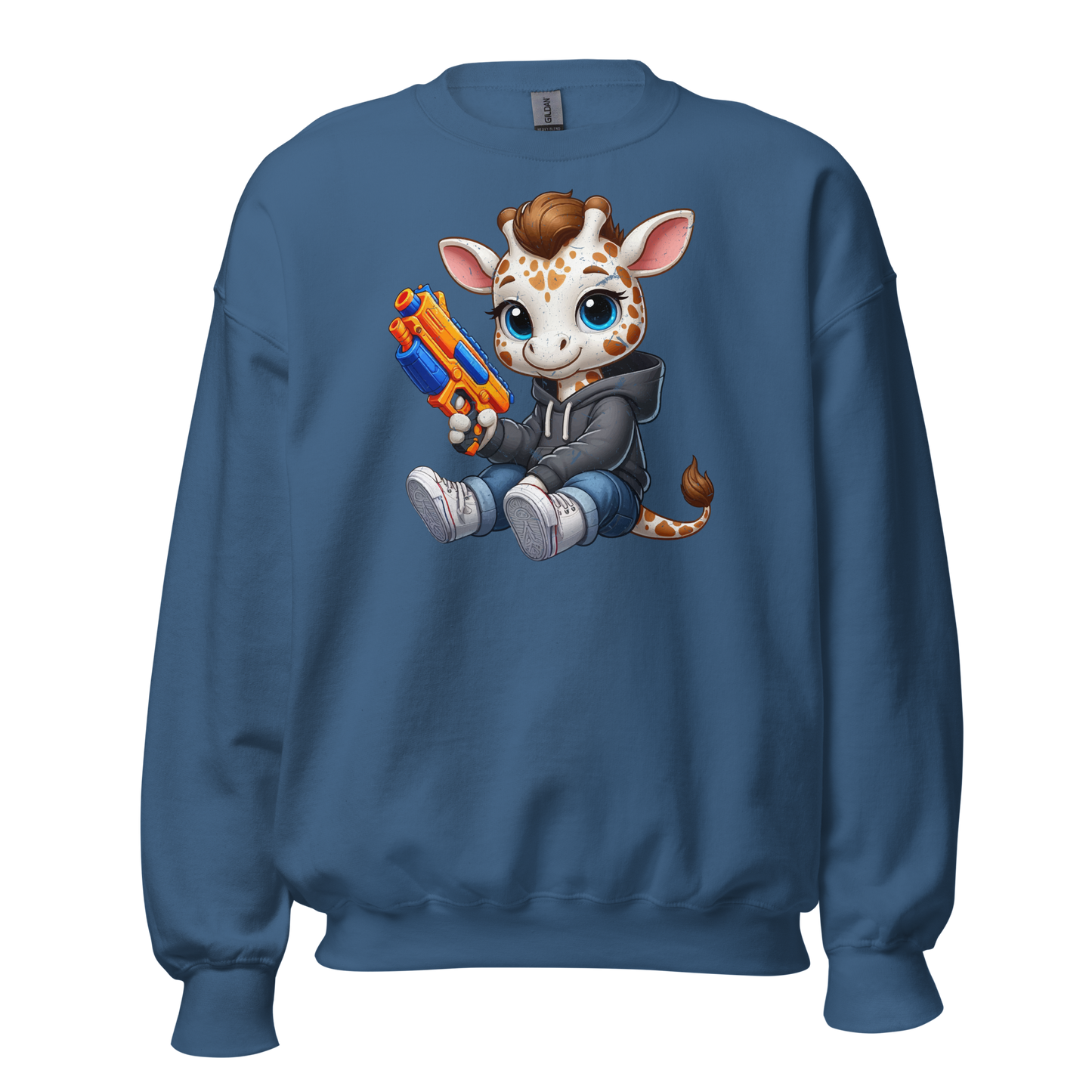 White Giraffe with Foam Dart Blaster - Preshrunk Sweatshirt