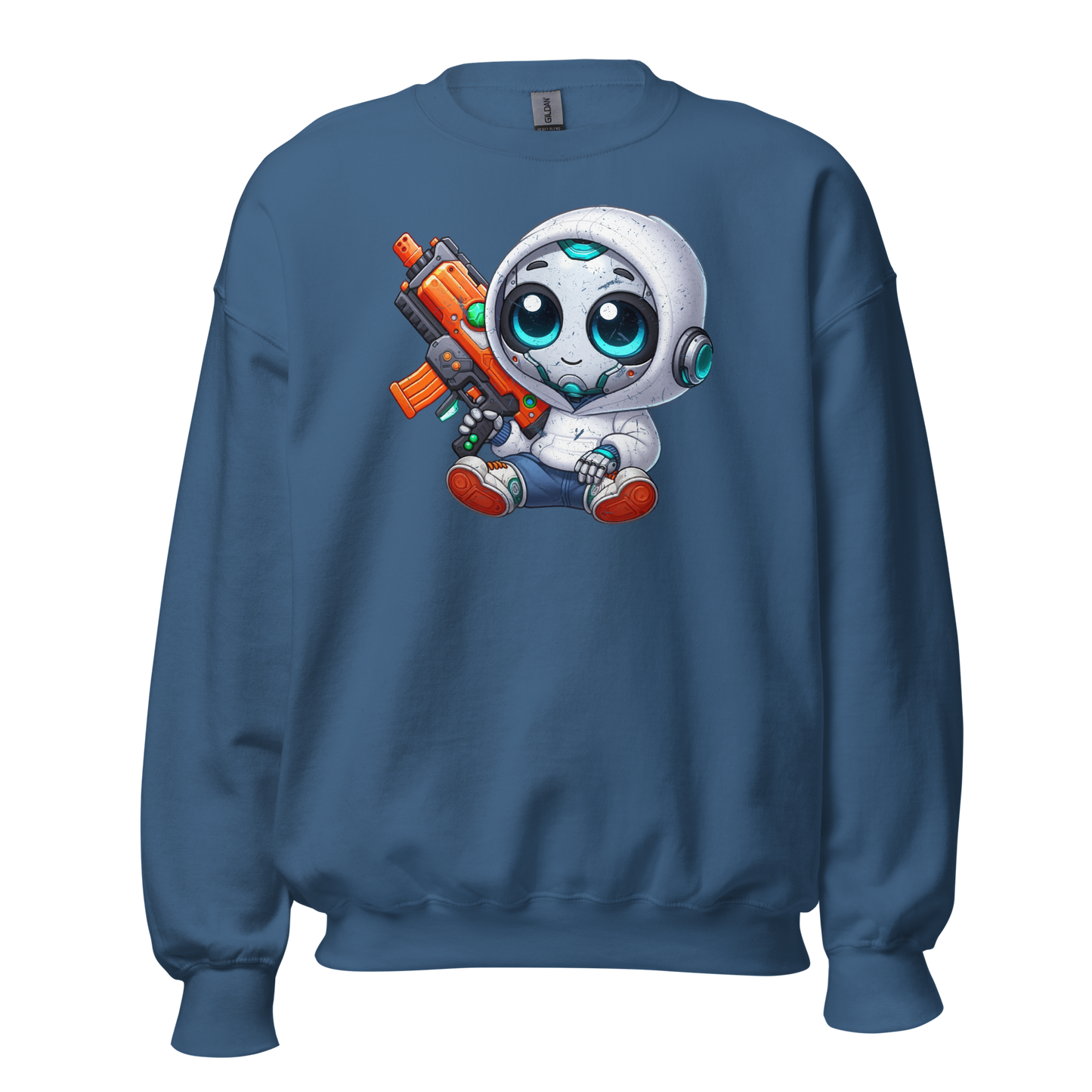White Robot with Foam Dart Blaster - Preshrunk Sweatshirt