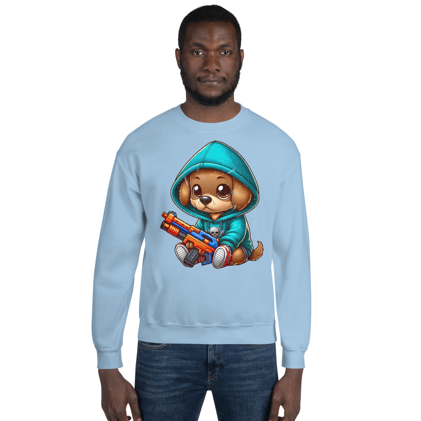 Brown Puppy with Foam Dart Blaster - Preshrunk Sweatshirt