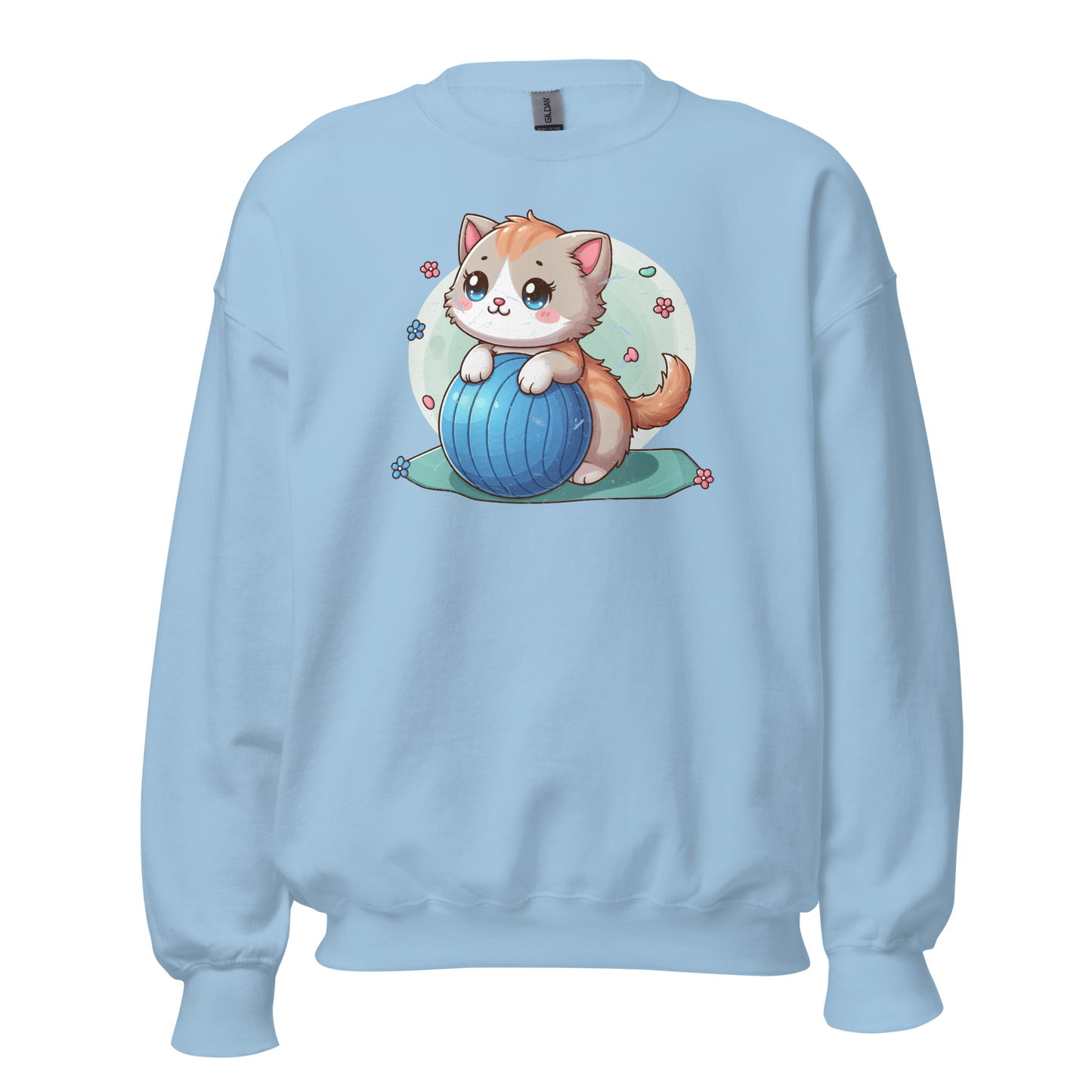Brown Kitten on Blue Ball - Preshrunk Sweatshirt