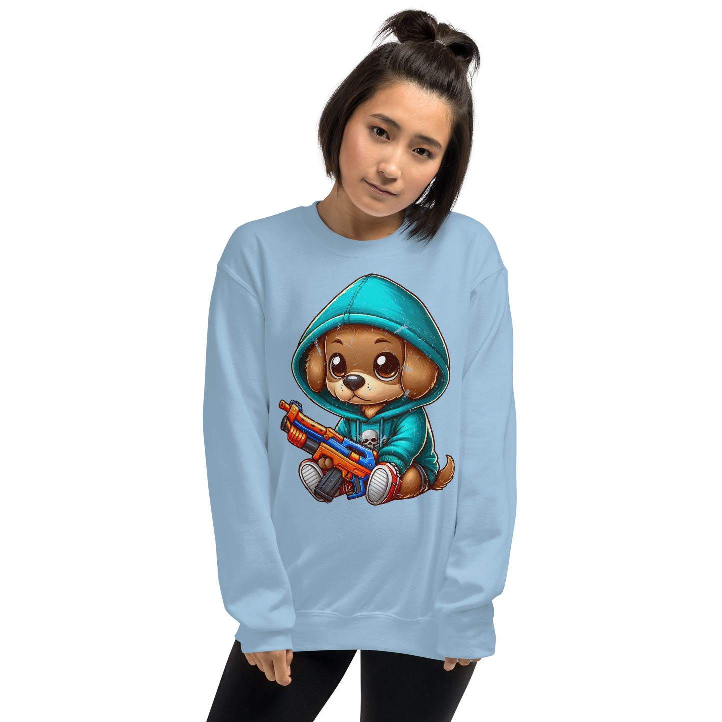 Brown Puppy with Foam Dart Blaster - Preshrunk Sweatshirt