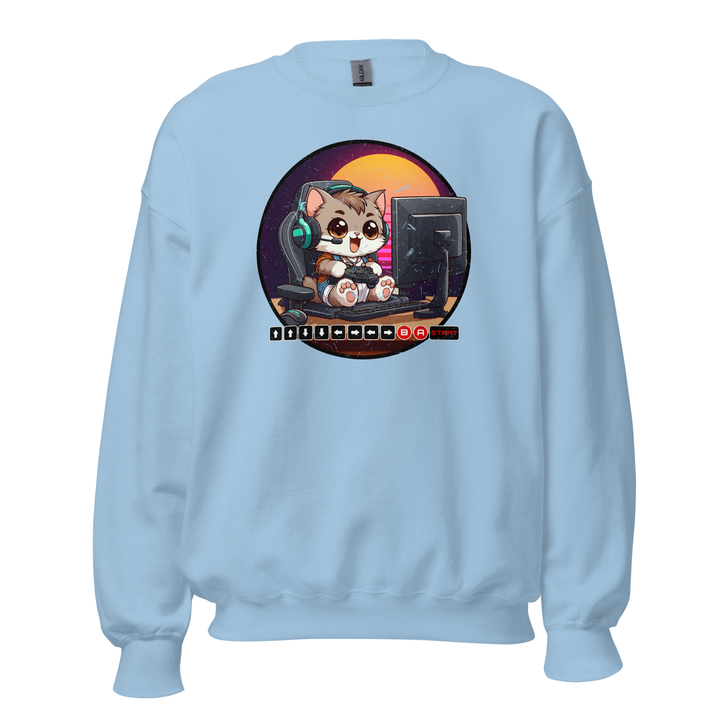 Gamer Kitten - Green Headset - Preshrunk Sweatshirt