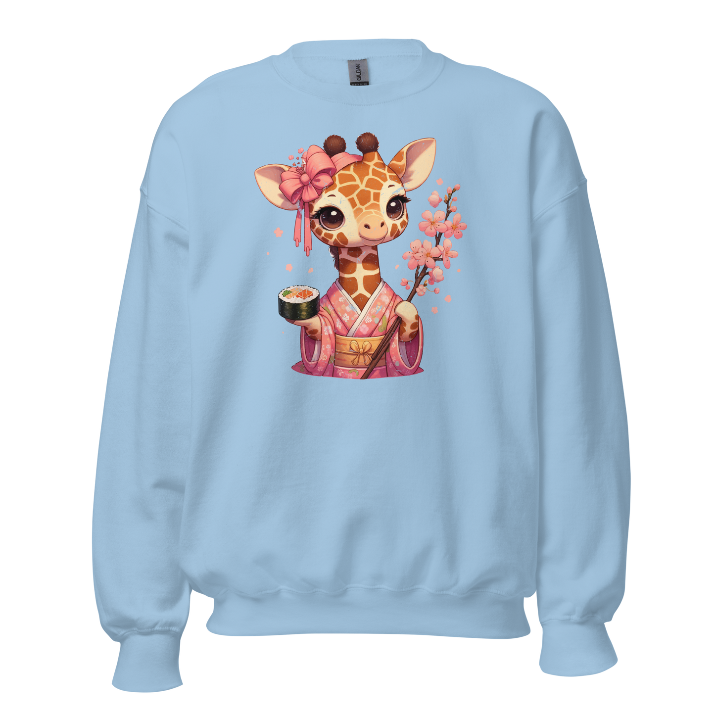 Geisha Giraffe - Holding Cherry Blossoms - Preshrunk Sweatshirt