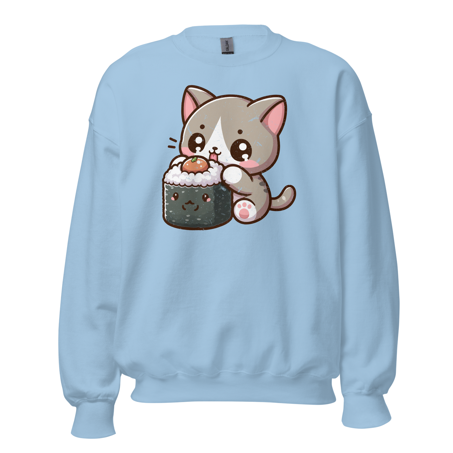 Grey Kitten - Eating Sushi - Preshrunk Sweatshirt
