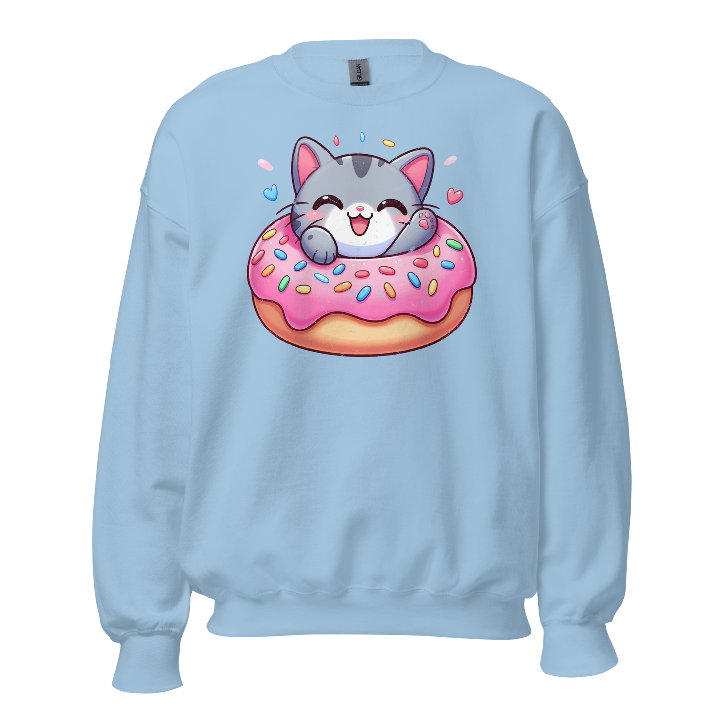 Grey Kitten - Laughing in a Donut - Preshrunk Sweatshirt