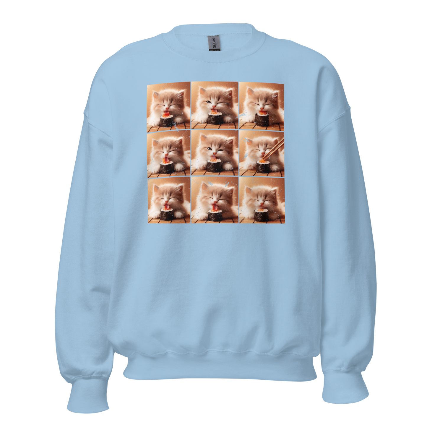Kittens Eating Sushi Collage - Preshrunk Sweatshirt