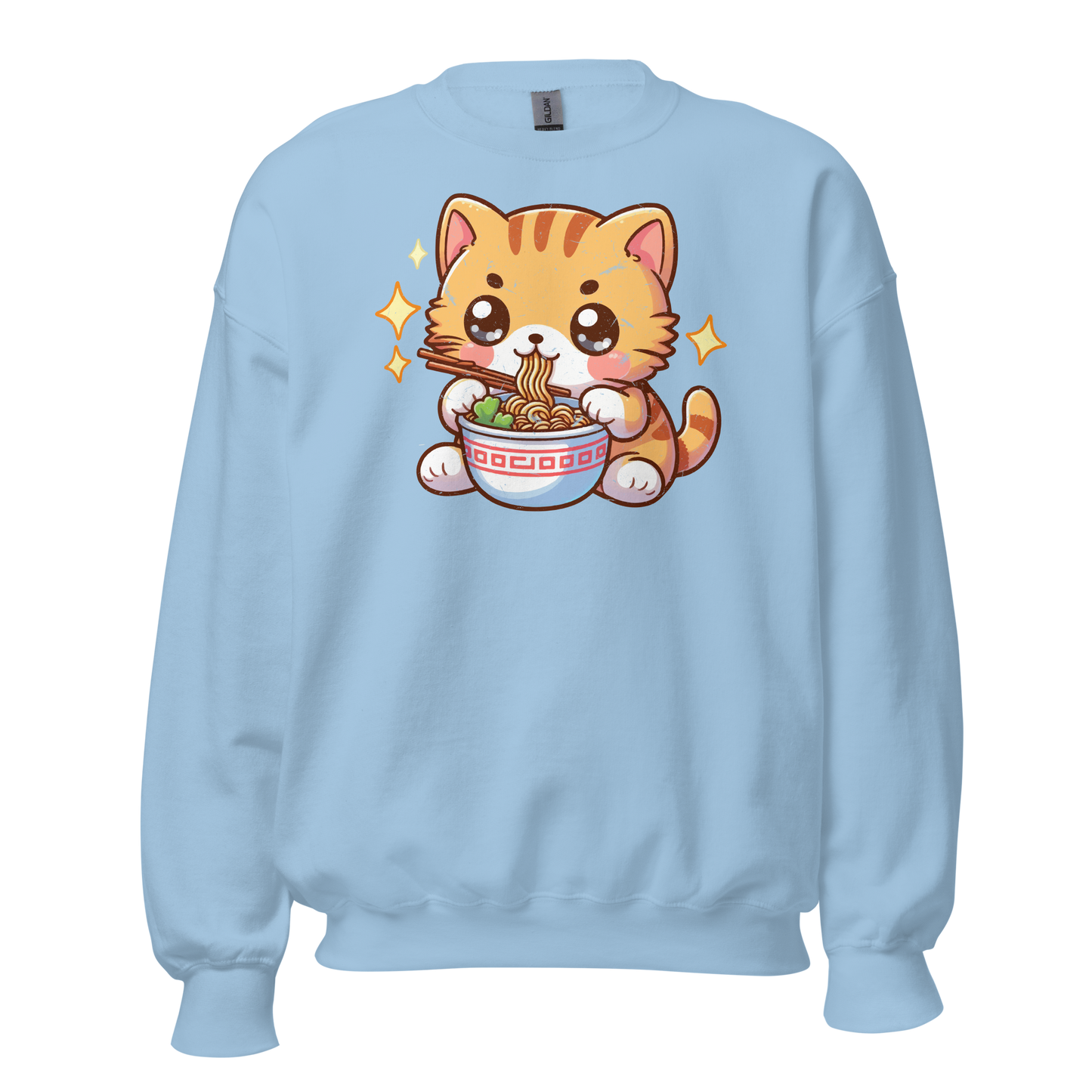 Orange Kitten - Eating Ramen - Preshrunk Sweatshirt