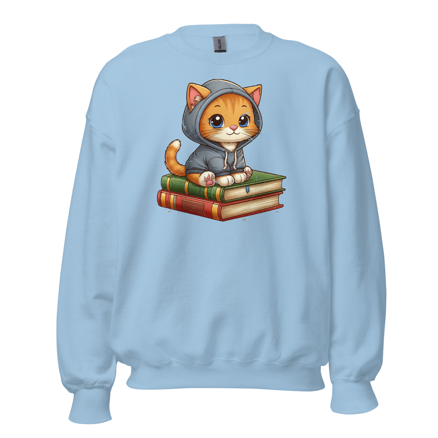 Orange Kitten - Sitting on Books - Preshrunk Sweatshirt