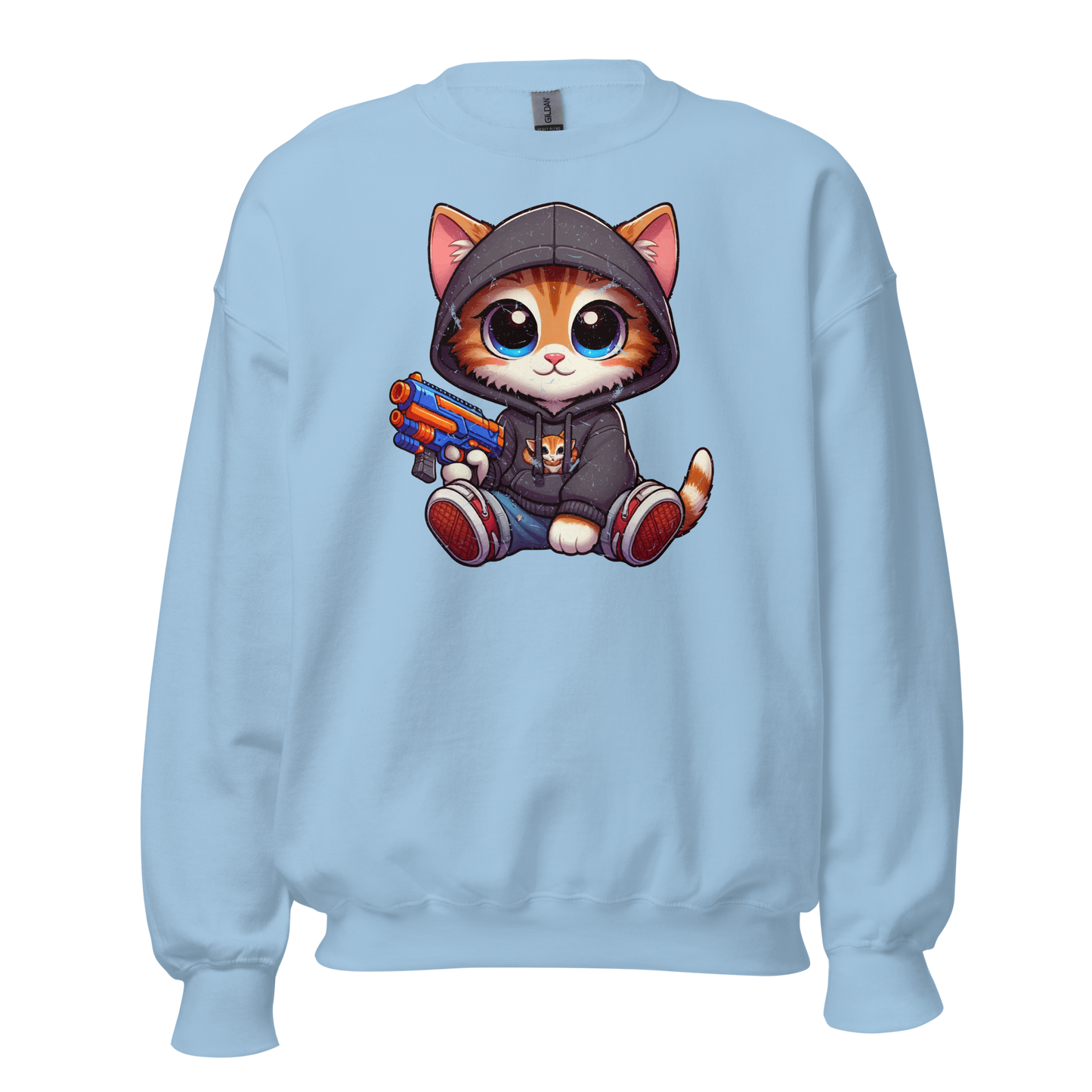 Orange Kitten with Foam Dart Blaster - Preshrunk Sweatshirt