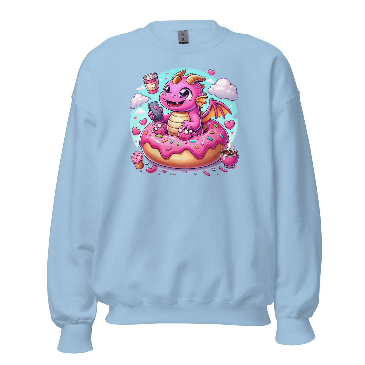 Pink Dragon - Loving Coffee and Donuts - Preshrunk Sweatshirt