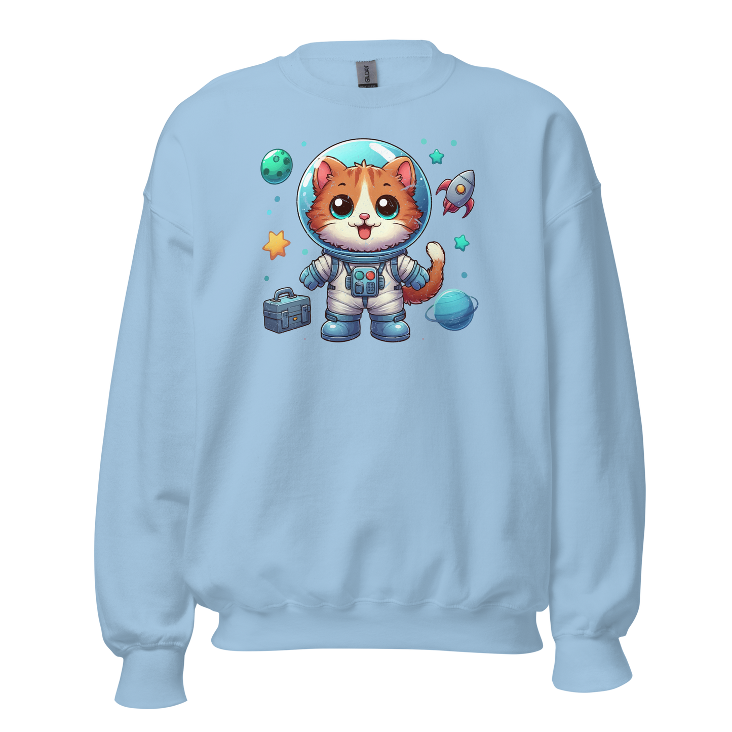 Space Kitten with Planets - Preshrunk Sweatshirt